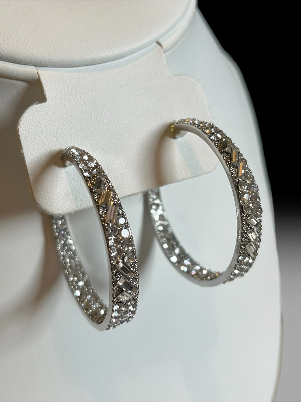 🍭5 for $20🍭 Silver Tone Crystal Hoop Stud Earrings CC X